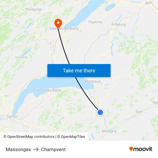 Massongex to Champvent map