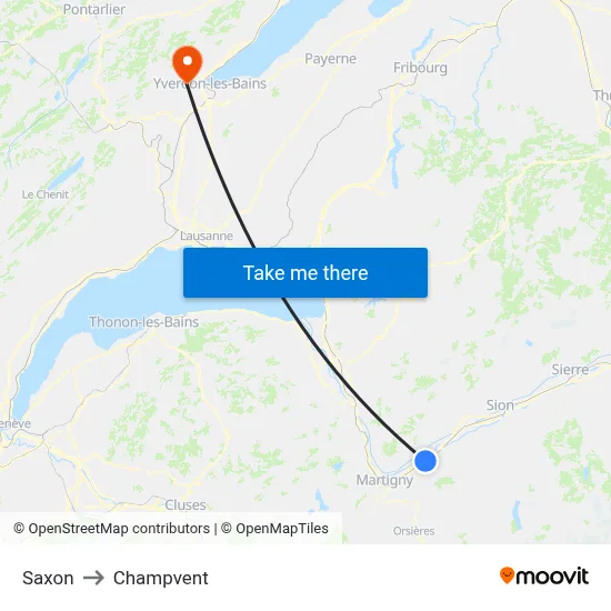 Saxon to Champvent map