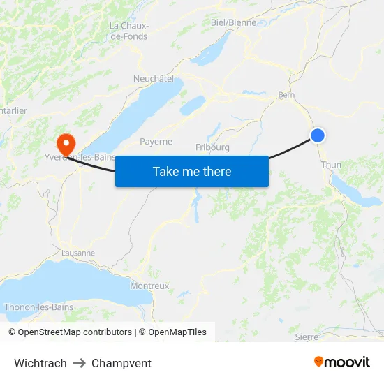 Wichtrach to Champvent map