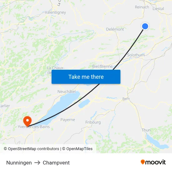 Nunningen to Champvent map