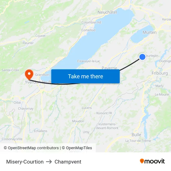 Misery-Courtion to Champvent map