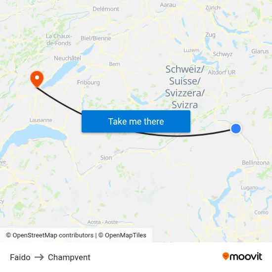 Faido to Champvent map