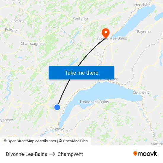 Divonne-Les-Bains to Champvent map