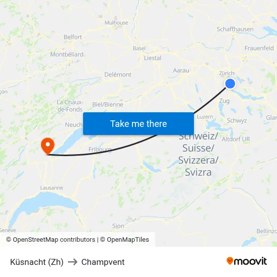 Küsnacht (Zh) to Champvent map