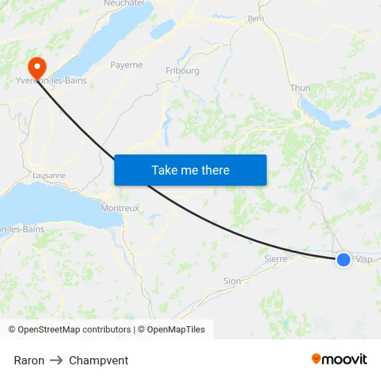 Raron to Champvent map