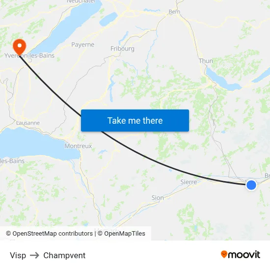 Visp to Champvent map