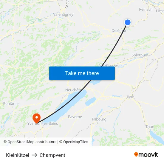 Kleinlützel to Champvent map