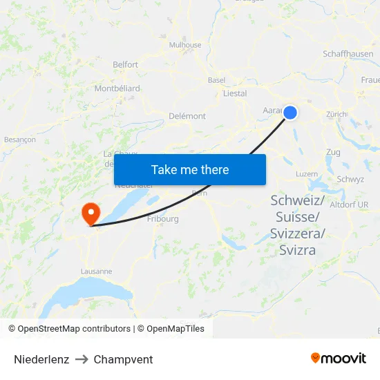 Niederlenz to Champvent map