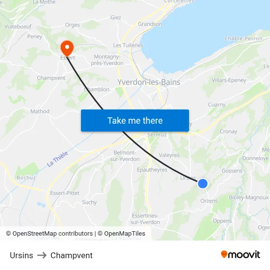 Ursins to Champvent map