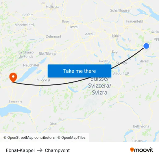 Ebnat-Kappel to Champvent map