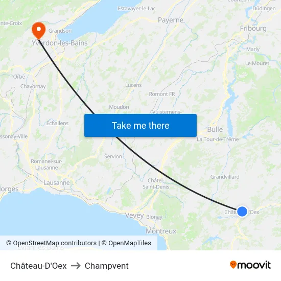 Château-D'Oex to Champvent map