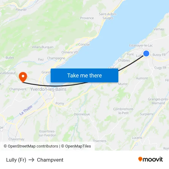 Lully (Fr) to Champvent map
