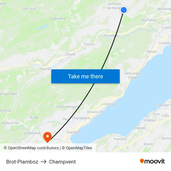 Brot-Plamboz to Champvent map