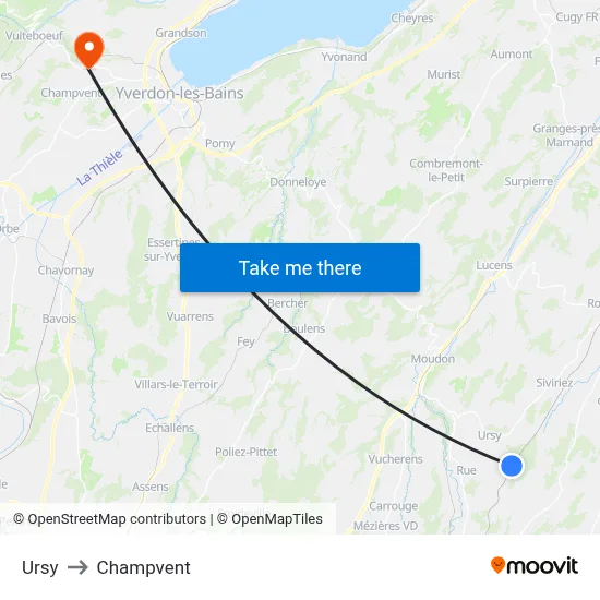 Ursy to Champvent map