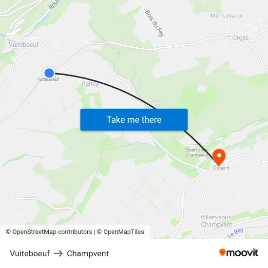 Vuiteboeuf to Champvent map