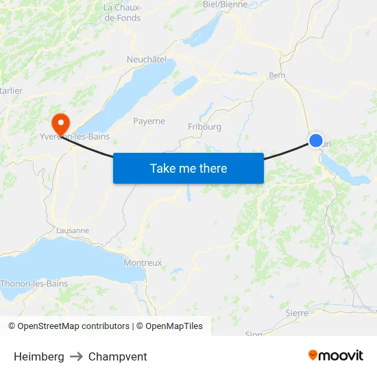 Heimberg to Champvent map