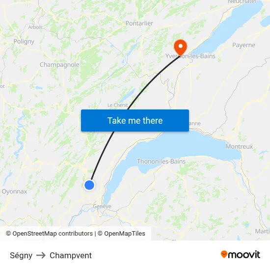 Ségny to Champvent map