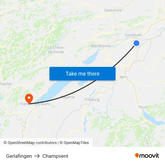 Gerlafingen to Champvent map