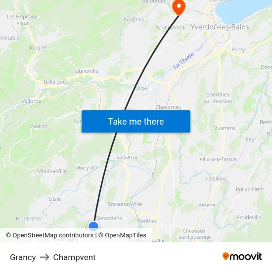 Grancy to Champvent map
