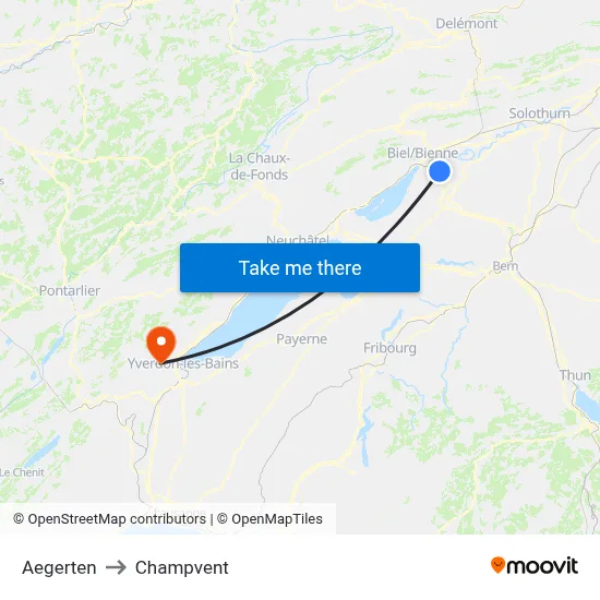 Aegerten to Champvent map