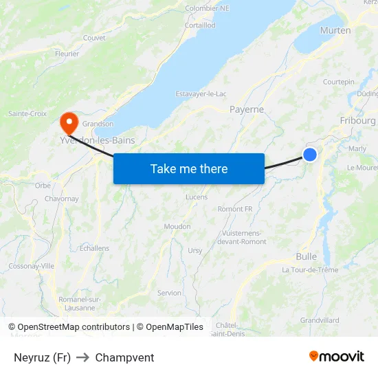 Neyruz (Fr) to Champvent map