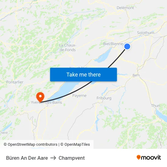 Büren An Der Aare to Champvent map