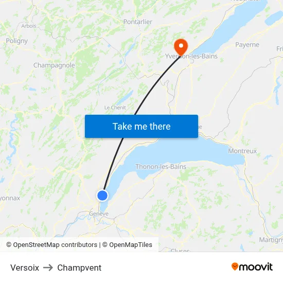 Versoix to Champvent map