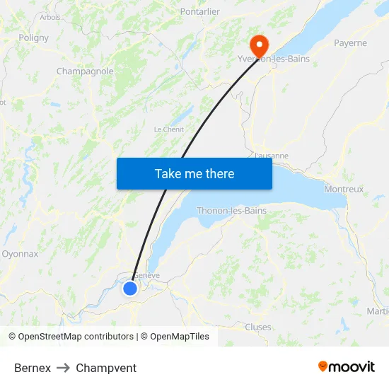 Bernex to Champvent map