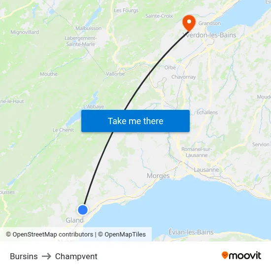 Bursins to Champvent map