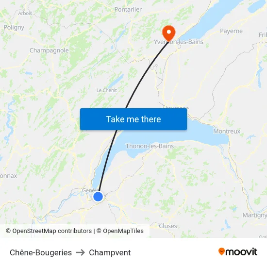 Chêne-Bougeries to Champvent map