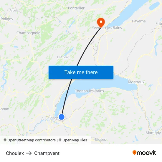 Choulex to Champvent map