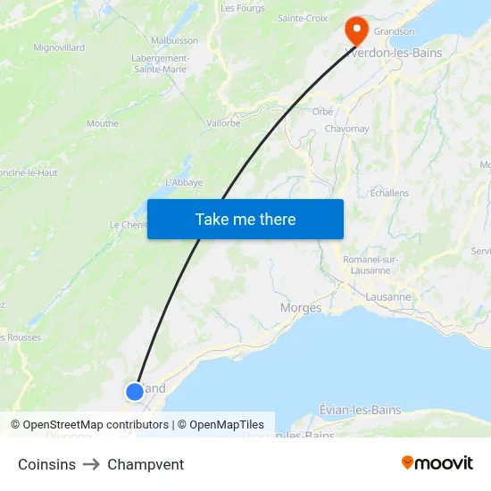 Coinsins to Champvent map