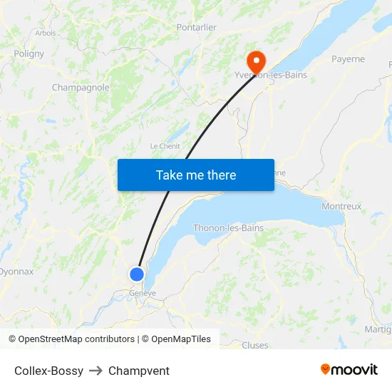 Collex-Bossy to Champvent map