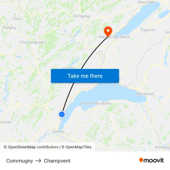 Commugny to Champvent map