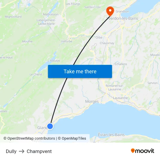 Dully to Champvent map