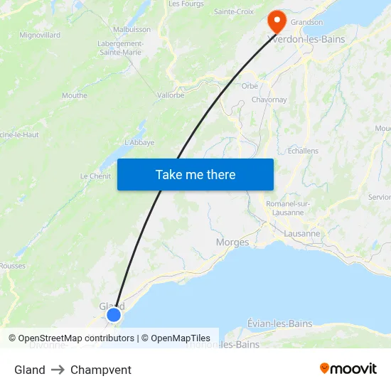 Gland to Champvent map