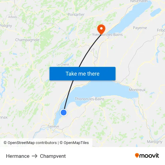 Hermance to Champvent map