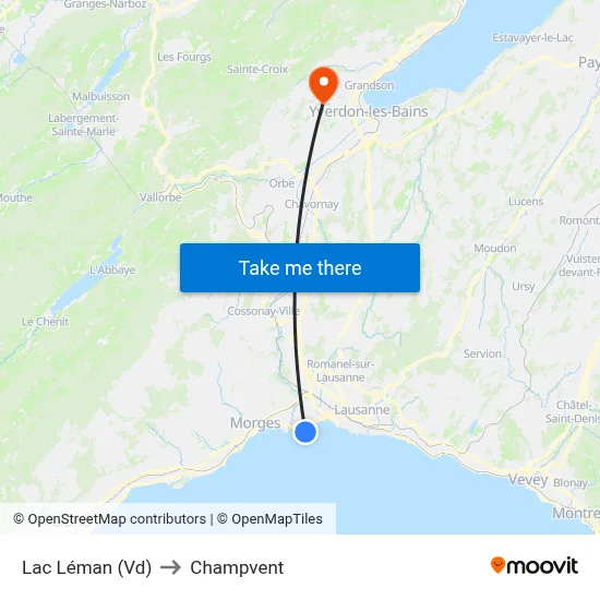 Lac Léman (Vd) to Champvent map