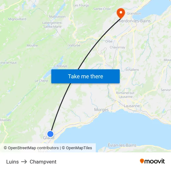 Luins to Champvent map