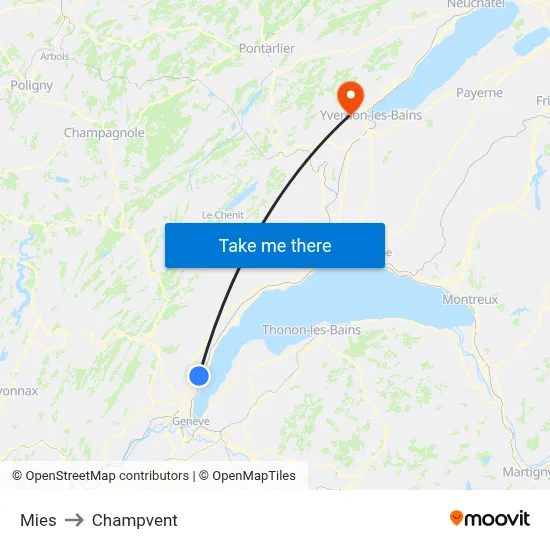 Mies to Champvent map