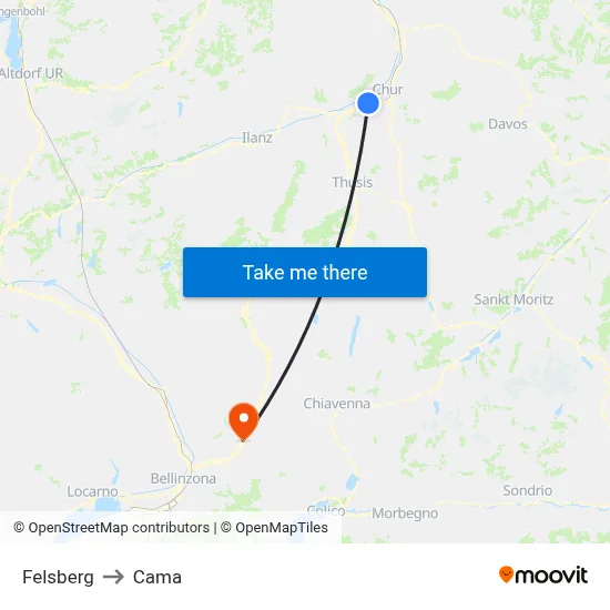 Felsberg to Cama map