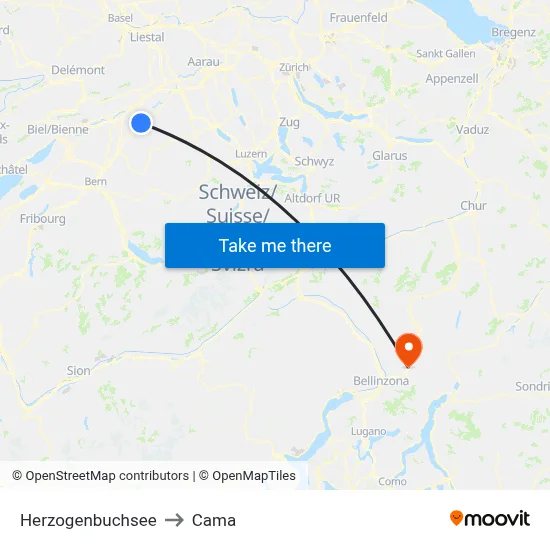 Herzogenbuchsee to Cama map