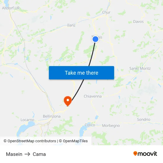Masein to Cama map
