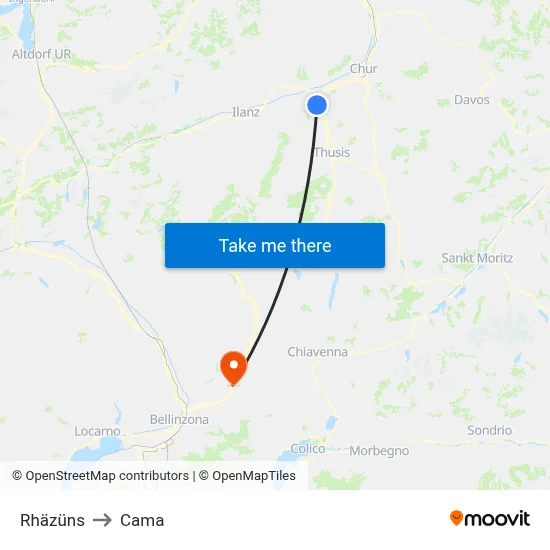 Rhäzüns to Cama map