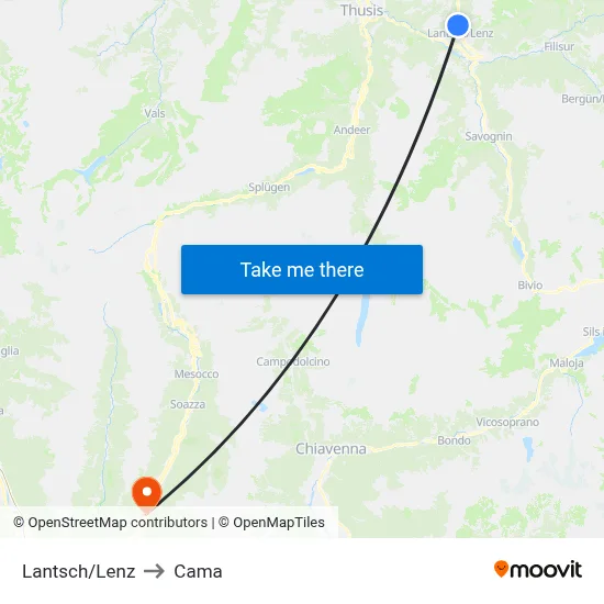 Lantsch/Lenz to Cama map