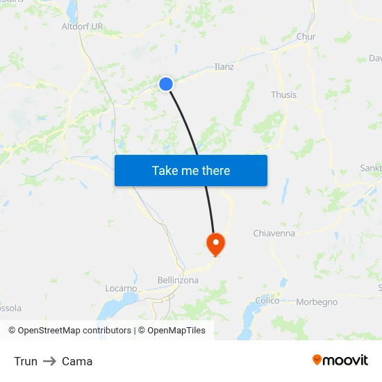 Trun to Cama map