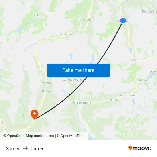 Surses to Cama map