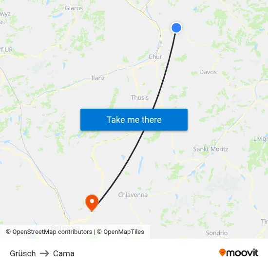 Grüsch to Cama map