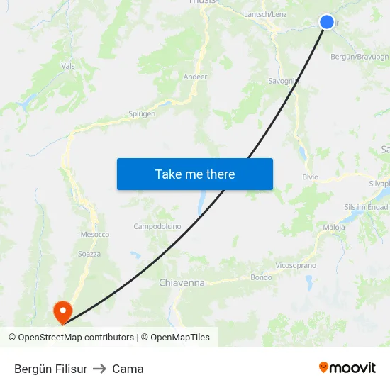 Bergün Filisur to Cama map