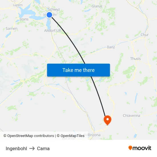 Ingenbohl to Cama map